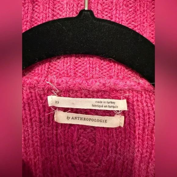 ANTHROPOLOGIE Cable Knit Fishermen 1/4 Zip Pullover Sweater Pink SIZE: XS - Picture 10 of 12